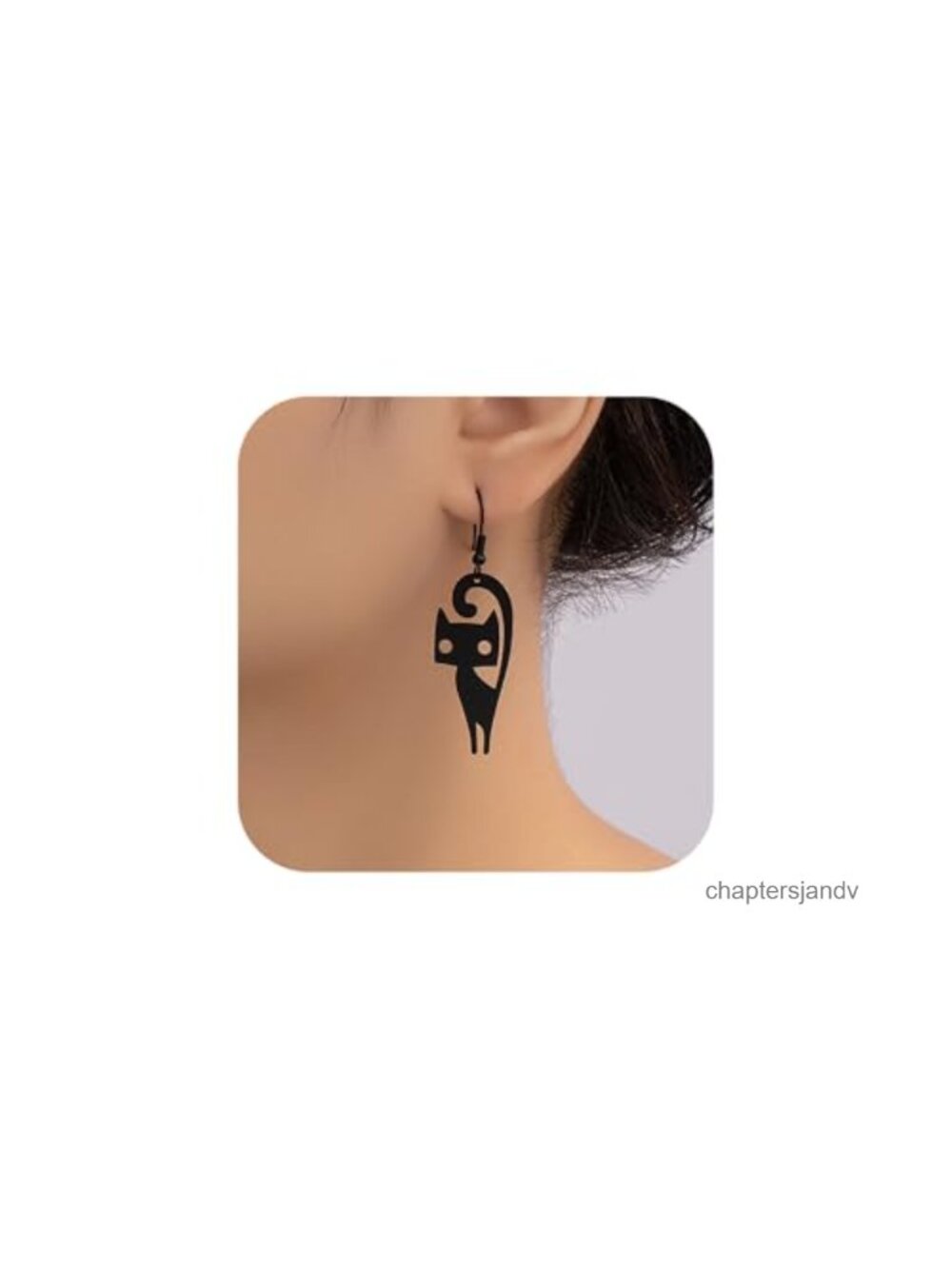 Gothic Cat Raven Moon Dangle Earrings Metal Lever Back Women Jewelry